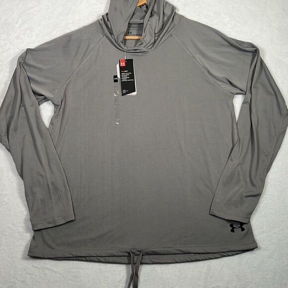 Under Armour Women's gray Heatgear Velocity Twist Hoodie- women large-NWT - Picture 1 of 10